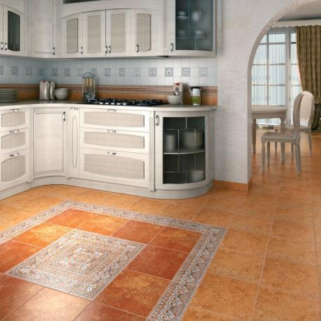 Ubin lantai untuk dapur dan koridor (42 foto): Petunjuk video DIY untuk pemasangan, harga, foto