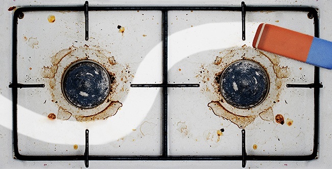 Kompor yang bersih secara visual memberikan dapur yang lebih bersih