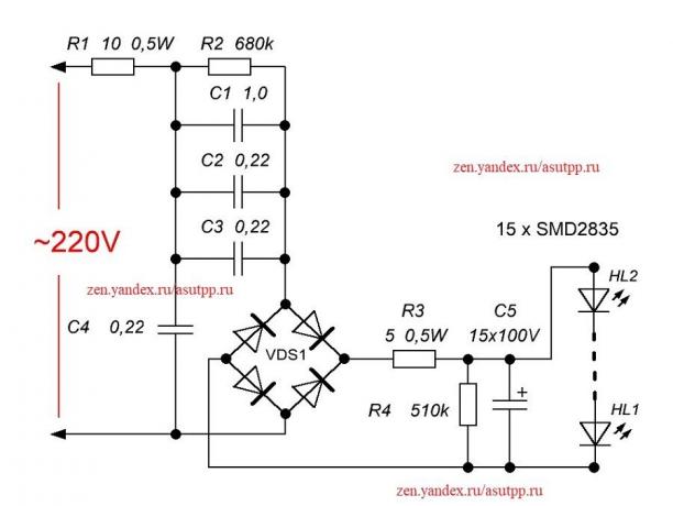 Diagram dari driver lampu sederhana LED