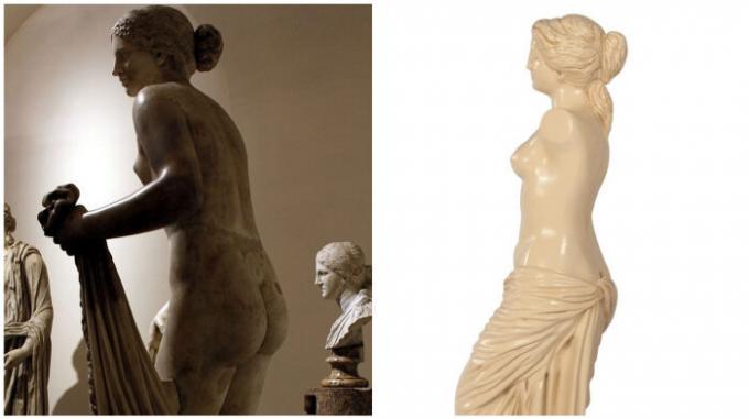 Aphrodite dari Cnidus dan Venus de Milo: iri pop.