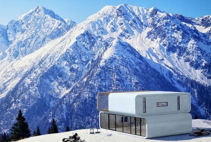 Coodo - rumah modular yang dapat diletakkan di di pegunungan.