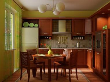 Pistachio shade dalam desain ruang dapur