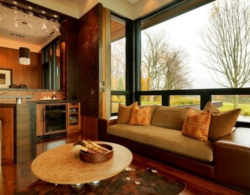 Kombinasi efektif dapur dengan ruang tamu tipe jendela teluk - sangat indah dan modern