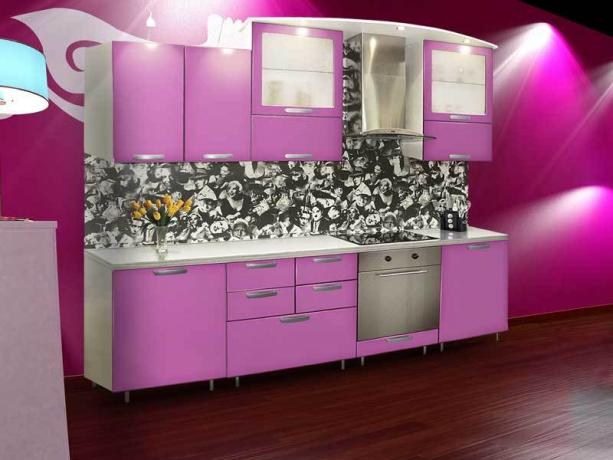 wallpaper merah muda di dapur