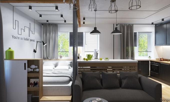 Interior minggu ini: loft cerdas adalah 30 m² di Novosibirsk