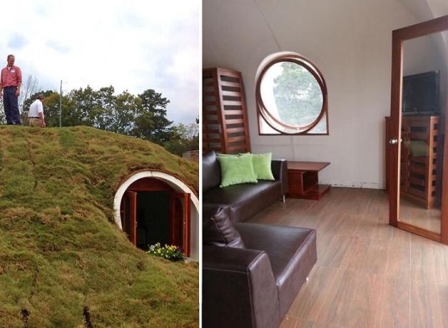 Hobbit rumah dengan sentuhan modern.