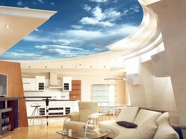 Dekorasi langit-langit di dapur - teknologi desain modern