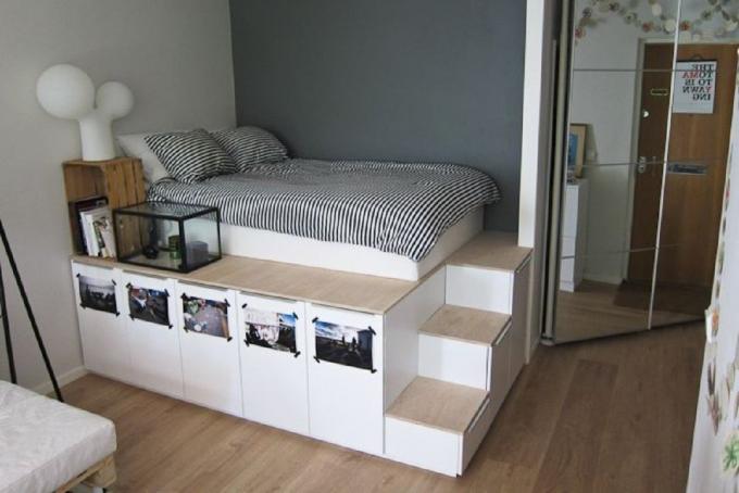 7 dizaynhakov yang akan memperluas sebuah kamar tidur kecil