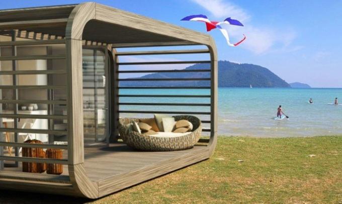 Coodo - rumah modular yang Anda dapat menempatkan di pantai.