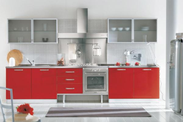 dapur berwarna merah dan putih