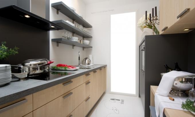 Desain dapur persegi panjang (42 foto) dengan luas 9, 10, 12 meter persegi, desain do-it-yourself: instruksi, pelajaran foto dan video, harga