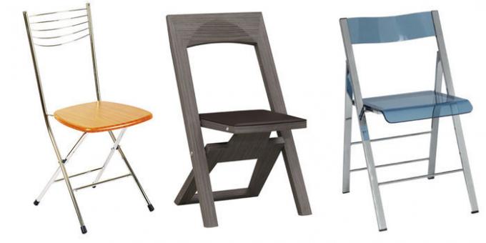 Foto tersebut menunjukkan berbagai contoh kursi lipat untuk dapur.