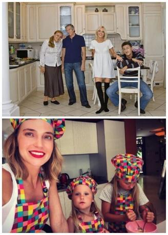 
Glyukoza dengan keluarganya di dapur di rumah negara. 