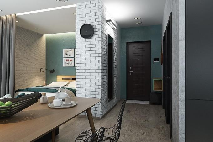 Interior minggu ini: apartemen studio bergaya untuk pasangan muda dari 45 m²