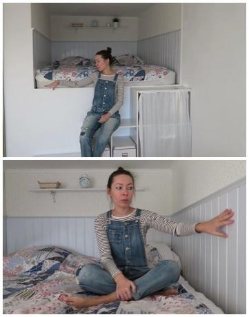 Di podium tinggi di gadis niche membentuk dia membuat kamar tidur yang nyata. | Foto: youtube.com.